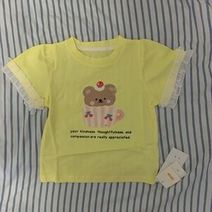 Yellow Kids T-Shirt with Bear Design